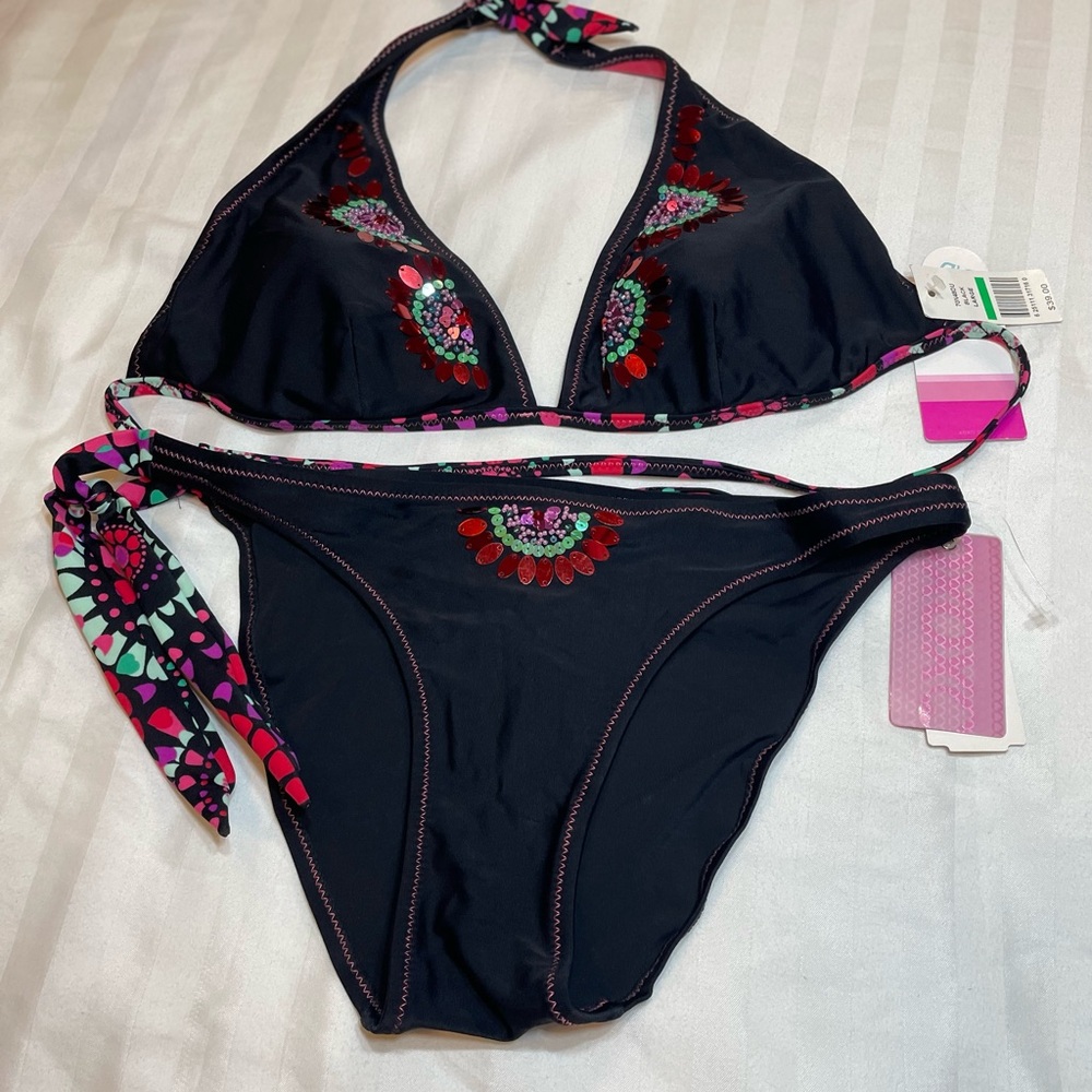 XOXO Black and Red Bikini with Halter Top - Picture 6 of 15